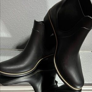 Kate Spade Black Ankle Boots with Gold Trim